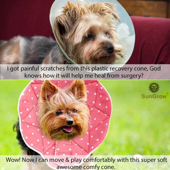 SunGrow Polka Dot Pet Soft Adjustable Recovery Cone | NWT | M | Pink White - Picture 15 of 16